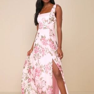 Lulu's Pink Floral Maxi Dress
